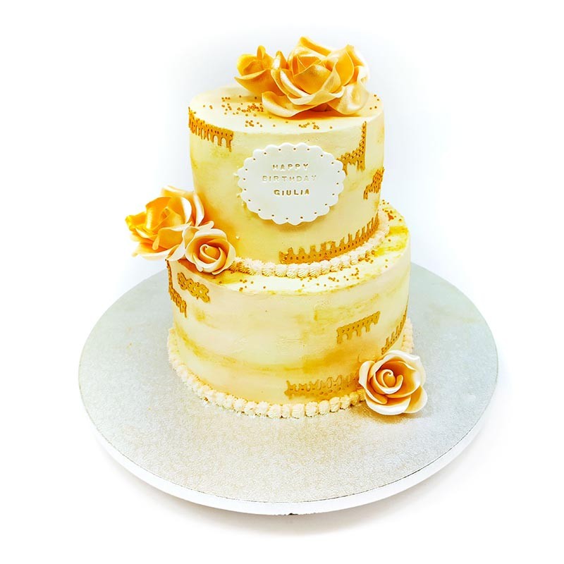 R1 - Torta 3D 2 piani gold R1 - Torta 3D 2 piani gold